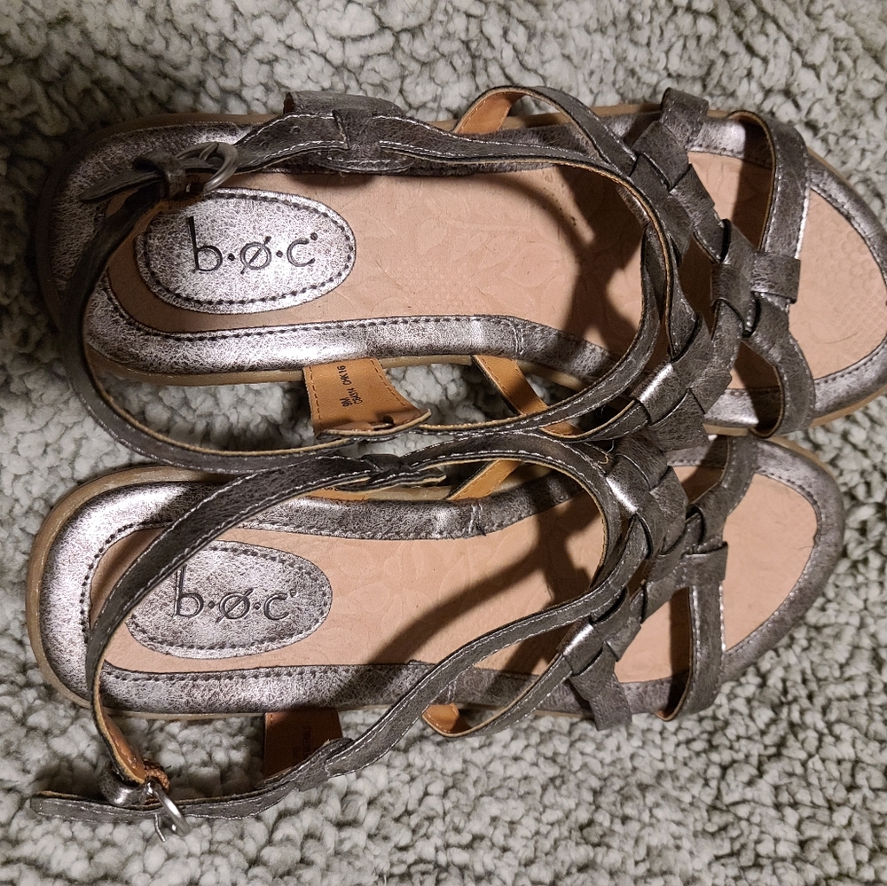 B.O.C Titanium metallic sandals Size 9. Gently used